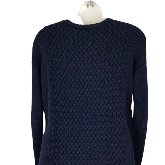 Aritzia Babaton Navy Blue Cable Knit 100% Merino Wool  Sweater Size XS - Picture 6 of 8